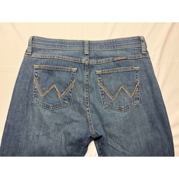 Wrangler Q-Baby Women's Straight Leg Blue Denim Jeans - Size 7/8 (31x31.5) - Picture 3 of 7